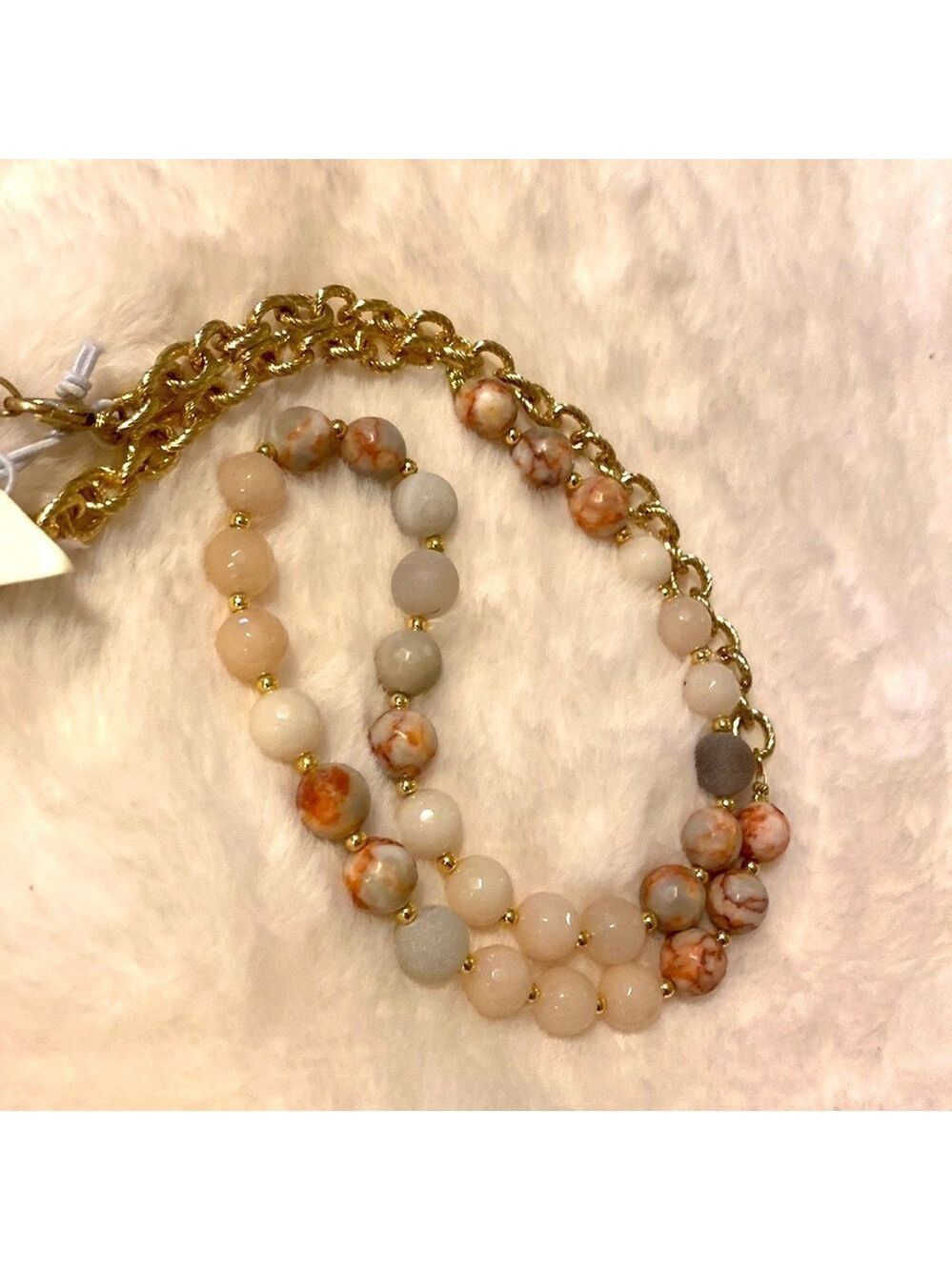 NEW Designer Rhodonite Necklace or bracelet with stones and gold. J40